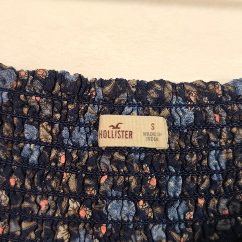 Hollister Skirt Women S Blue Floral Boho Cottage Festival Smocked Mini - Picture 6 of 12